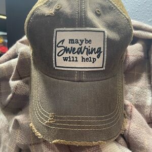 Distressed trucker hat maybe swearing will help